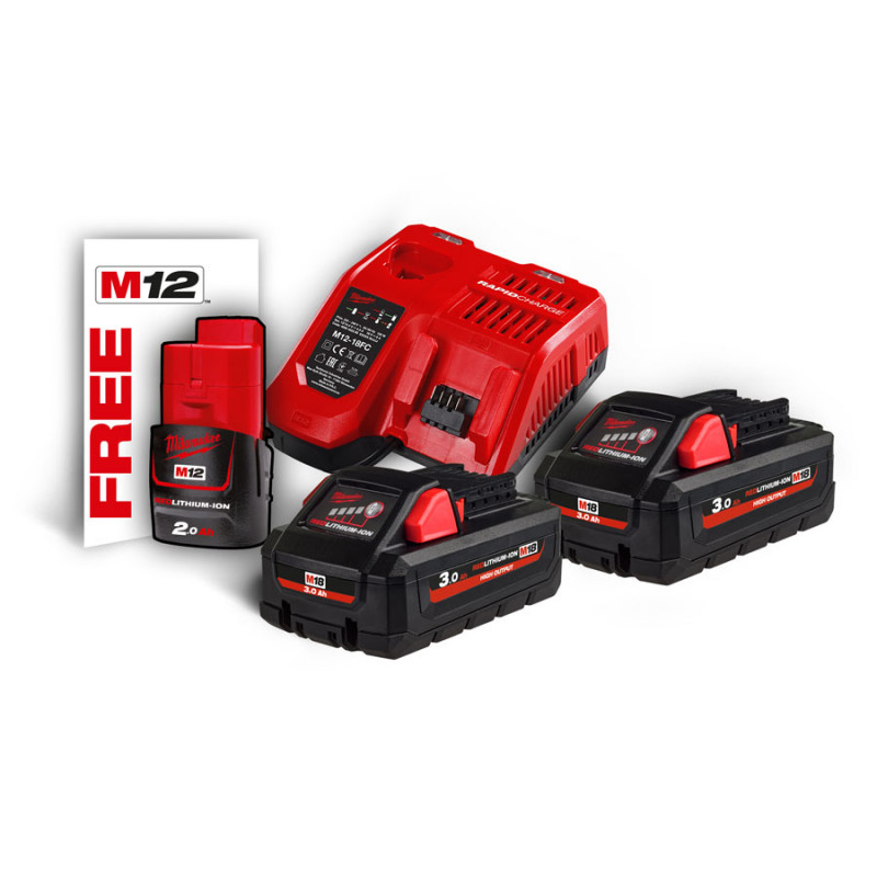 Milwaukee sada batérií a rýchlonabíjačky M18 HNRG-302