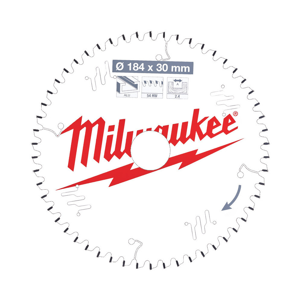 Milwaukee pílový kotúč na ALU/PVC 184x30x2.4mm 54z. TF NEG.