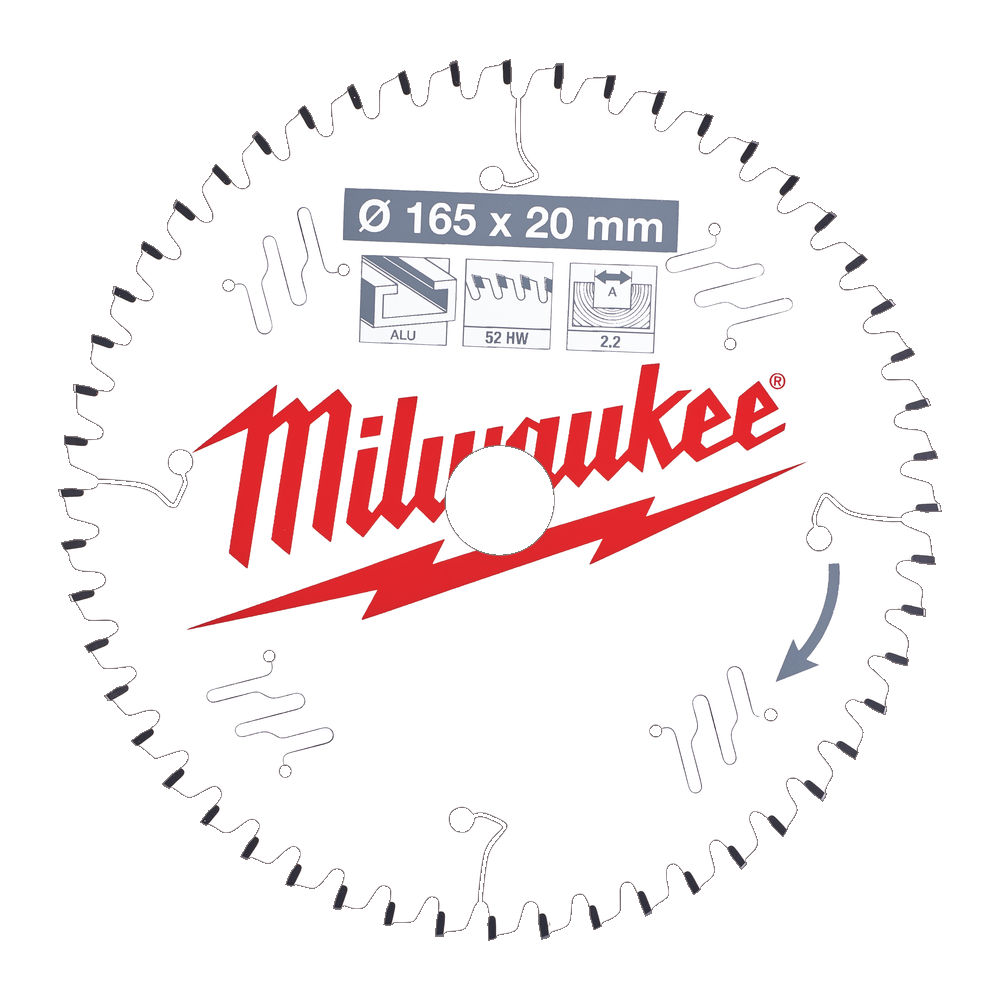 Milwaukee pílový kotúč na hliník 165x20x2.2mm 52z TF