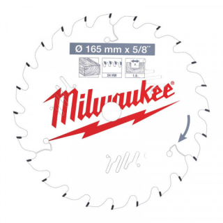 Milwaukee pílový kotúč na drevo 165x15.87x1.6mm 24z. ATB